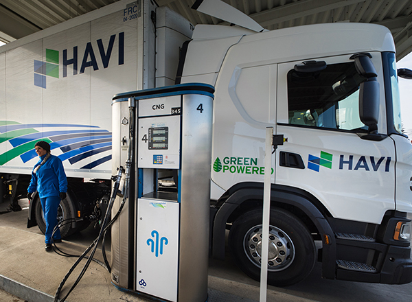 green powered HAVI truck refueling