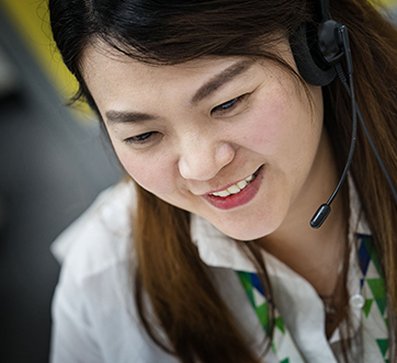Asian woman with headset